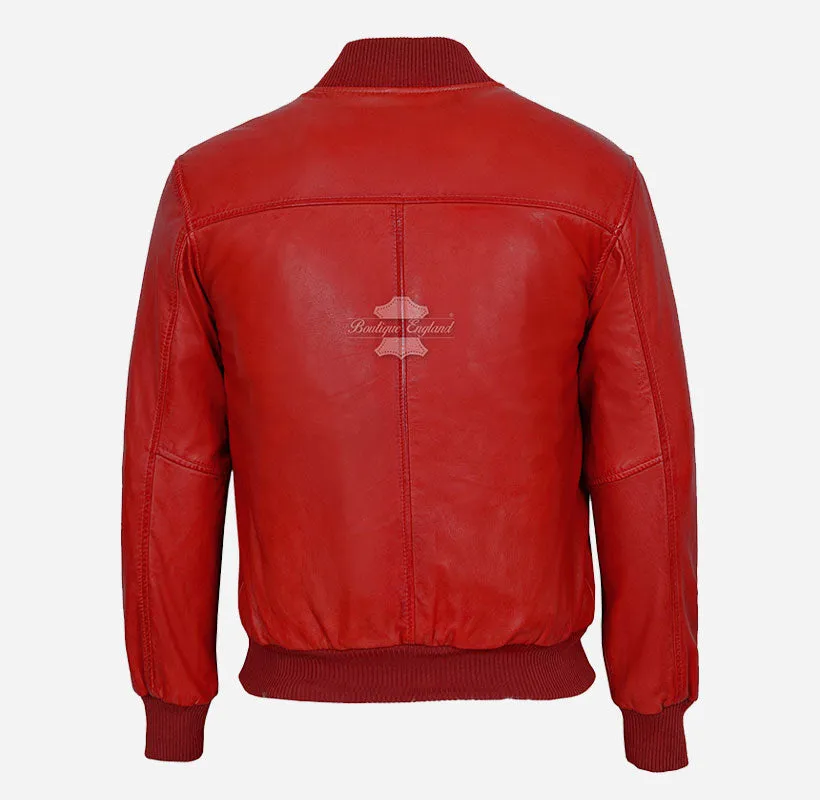 70'S Classic Mens Leather MA-1 Bomber Jacket