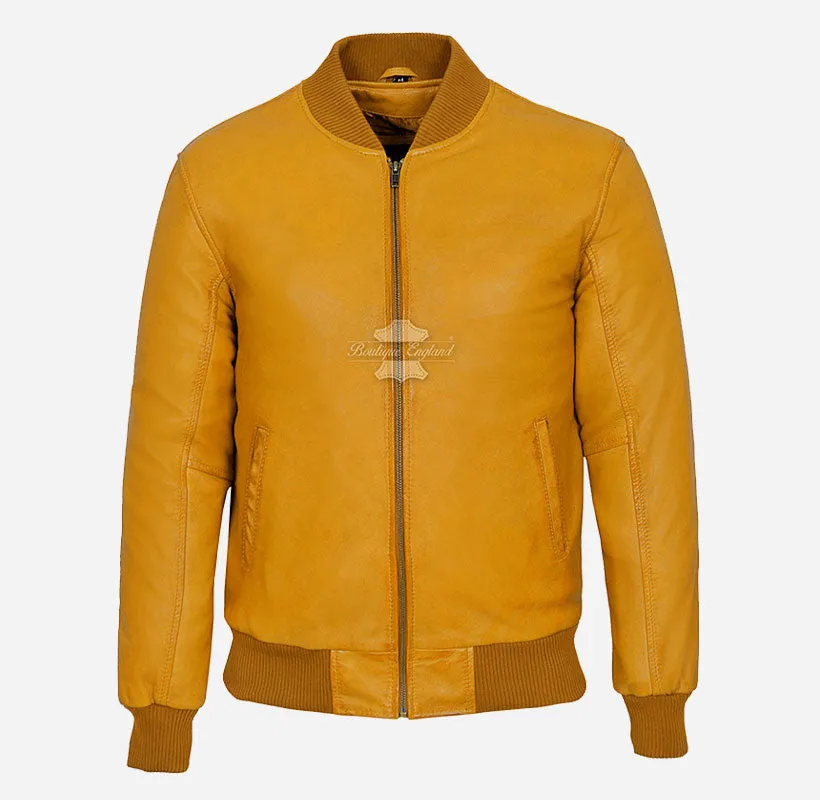 70'S Classic Mens Leather MA-1 Bomber Jacket