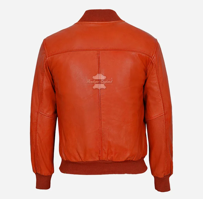 70'S Classic Mens Leather MA-1 Bomber Jacket