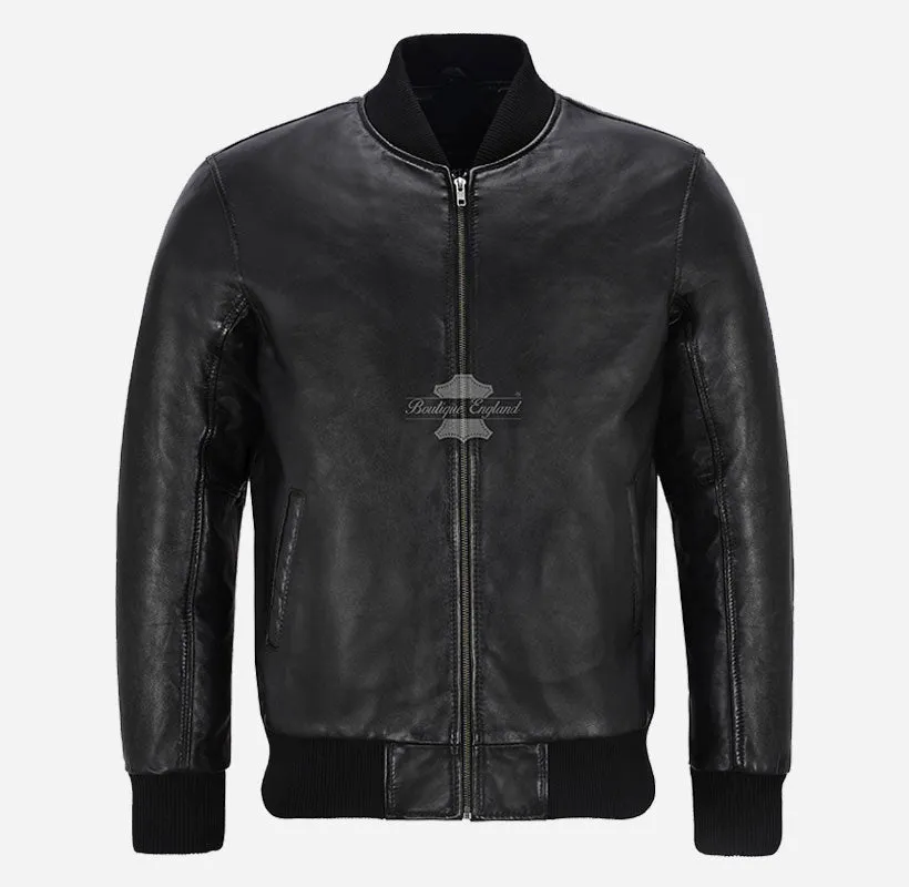 70'S Classic Mens Leather MA-1 Bomber Jacket