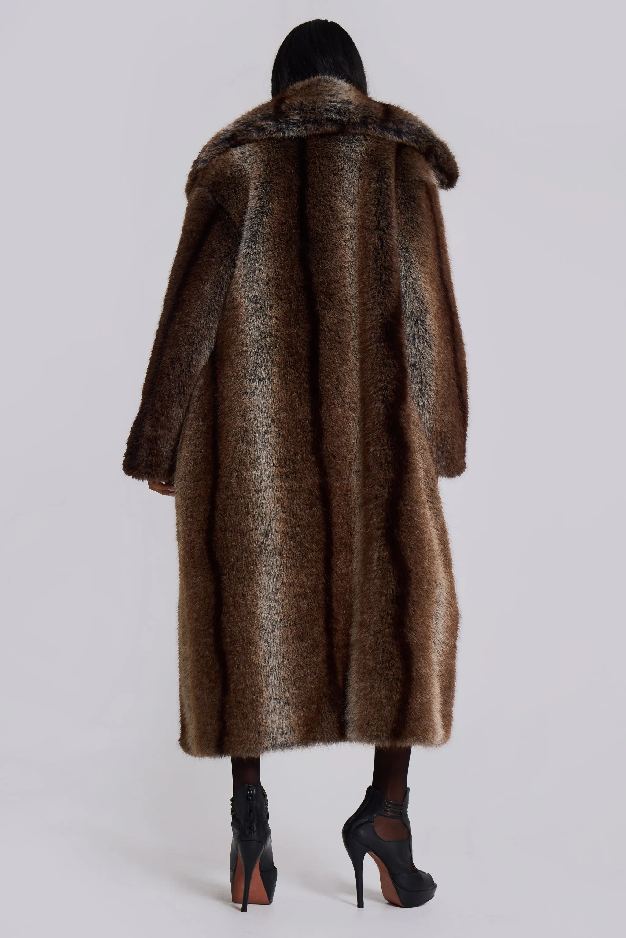 Agyness Brown Faux Fur Coat