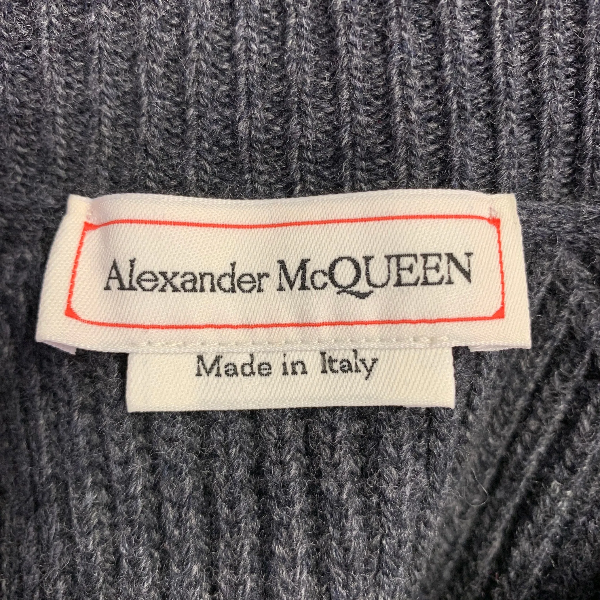 ALEXANDER MCQUEEN Size S Grey Knit Wool V-Neck Sweater