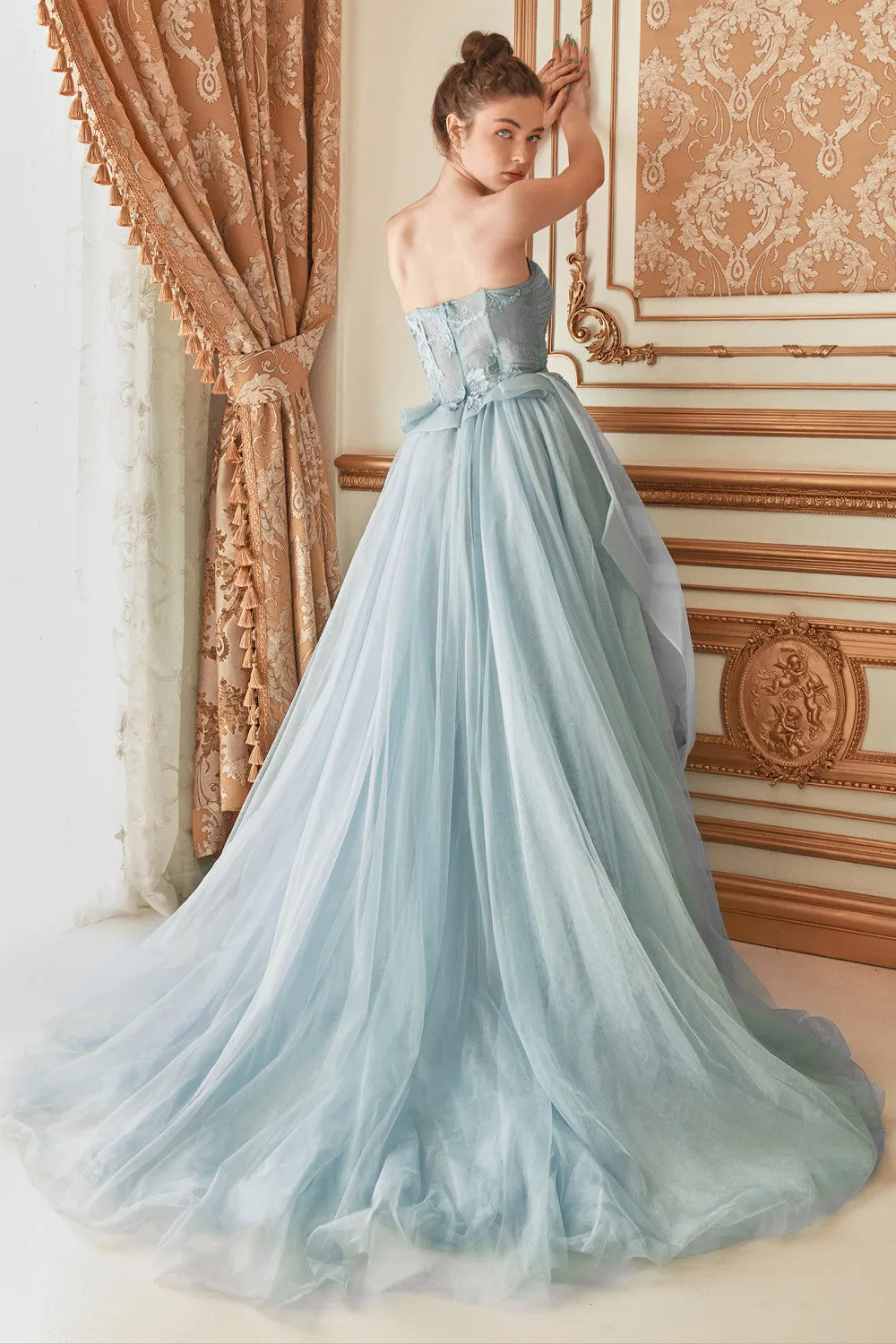 Andrea & Leo A1021 Butterfly Appliques Layered Tulle Ball Gown