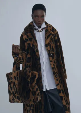 Animal print fur coat