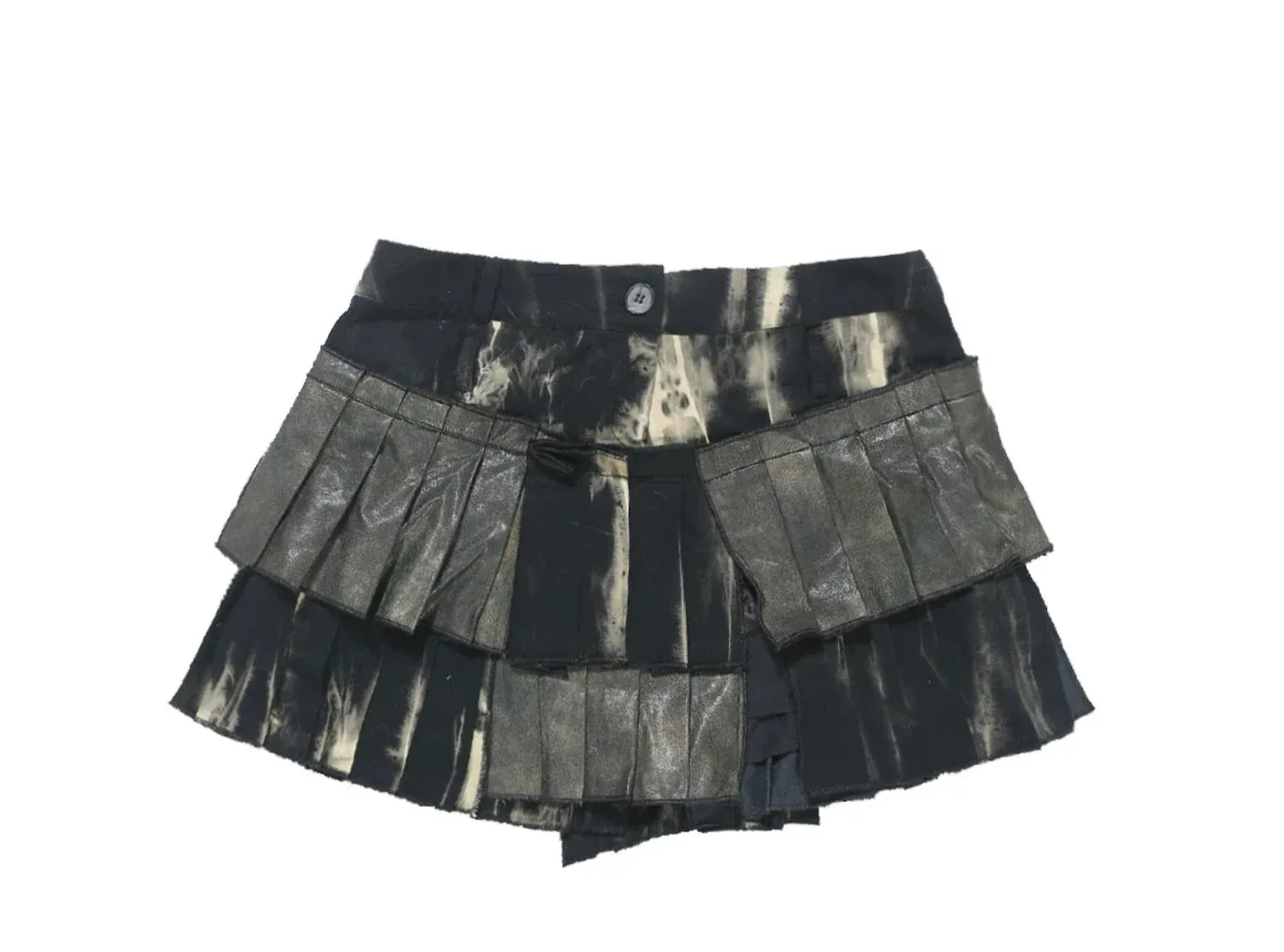 ARIADNAw Edgy Layered Leather Mini Skirt - Black (Women's)