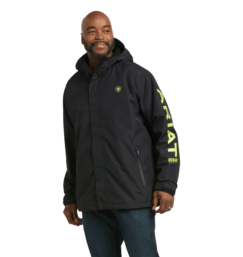 Ariat Men's Rebar Stormshell Logo Waterproof Black Jacket