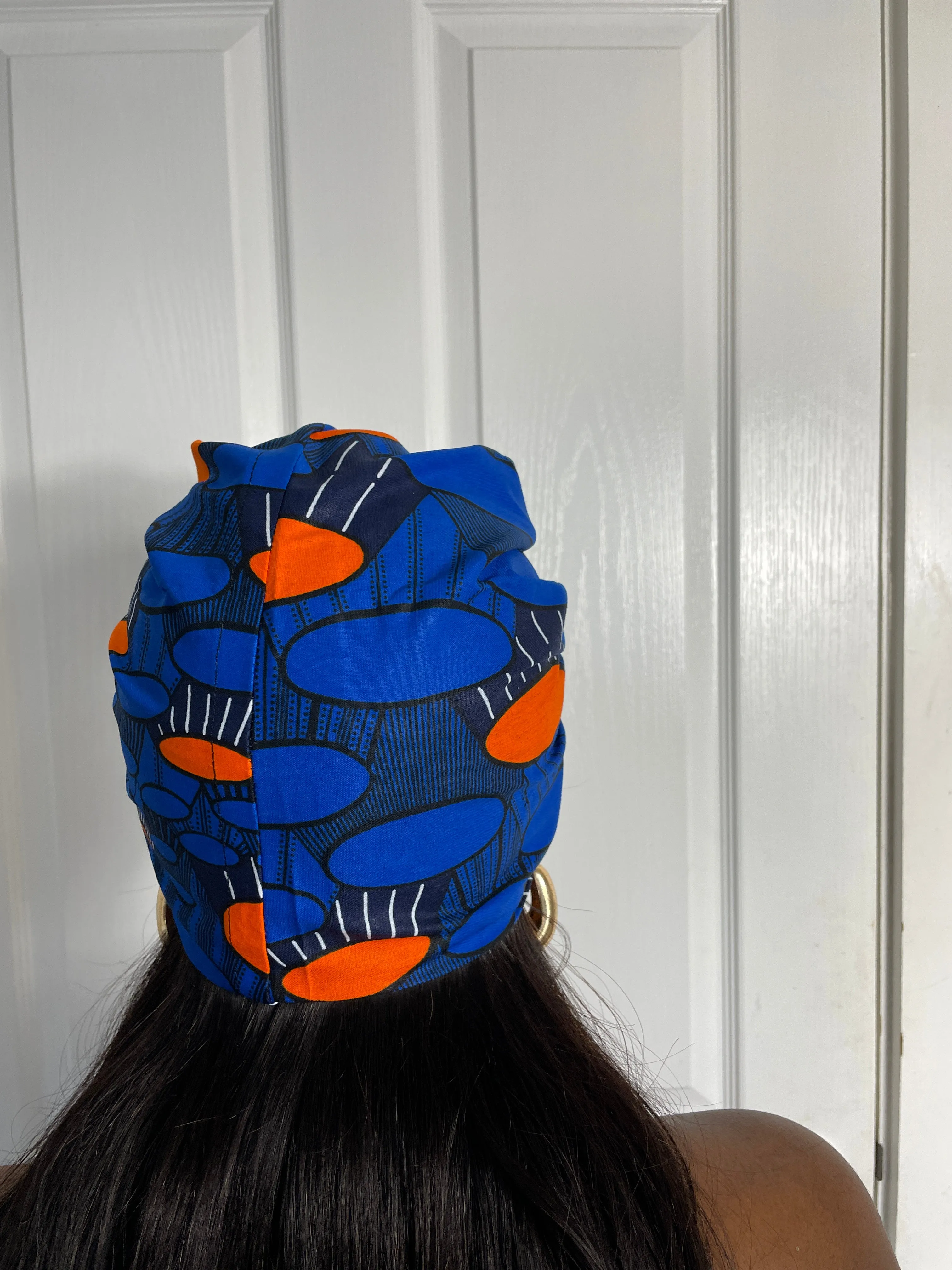 Aubrie Blue and Orange Ankara Headwrap/Scarf