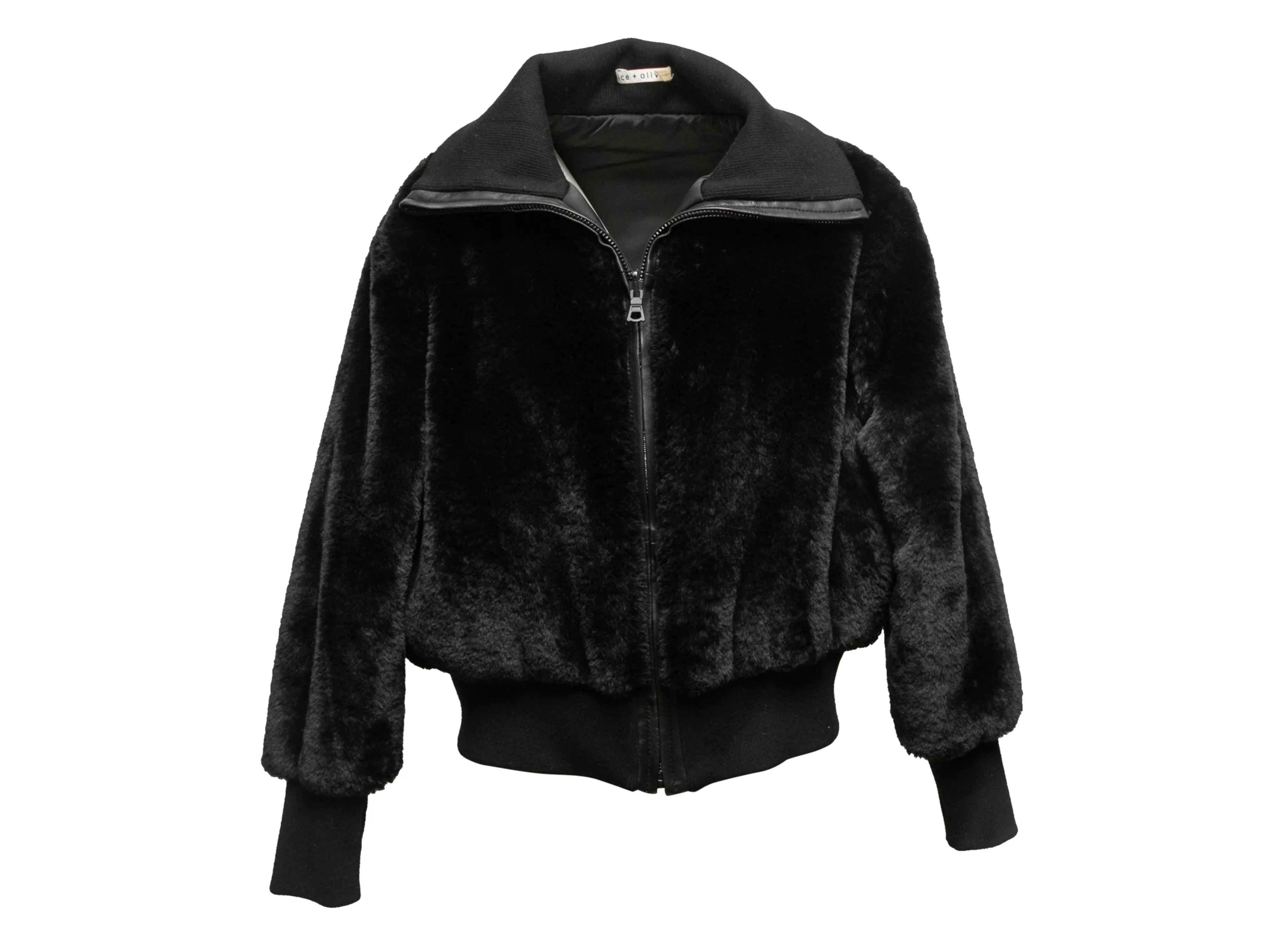 Black Alice   Olivia Faux Fur Bomber Jacket Size US S