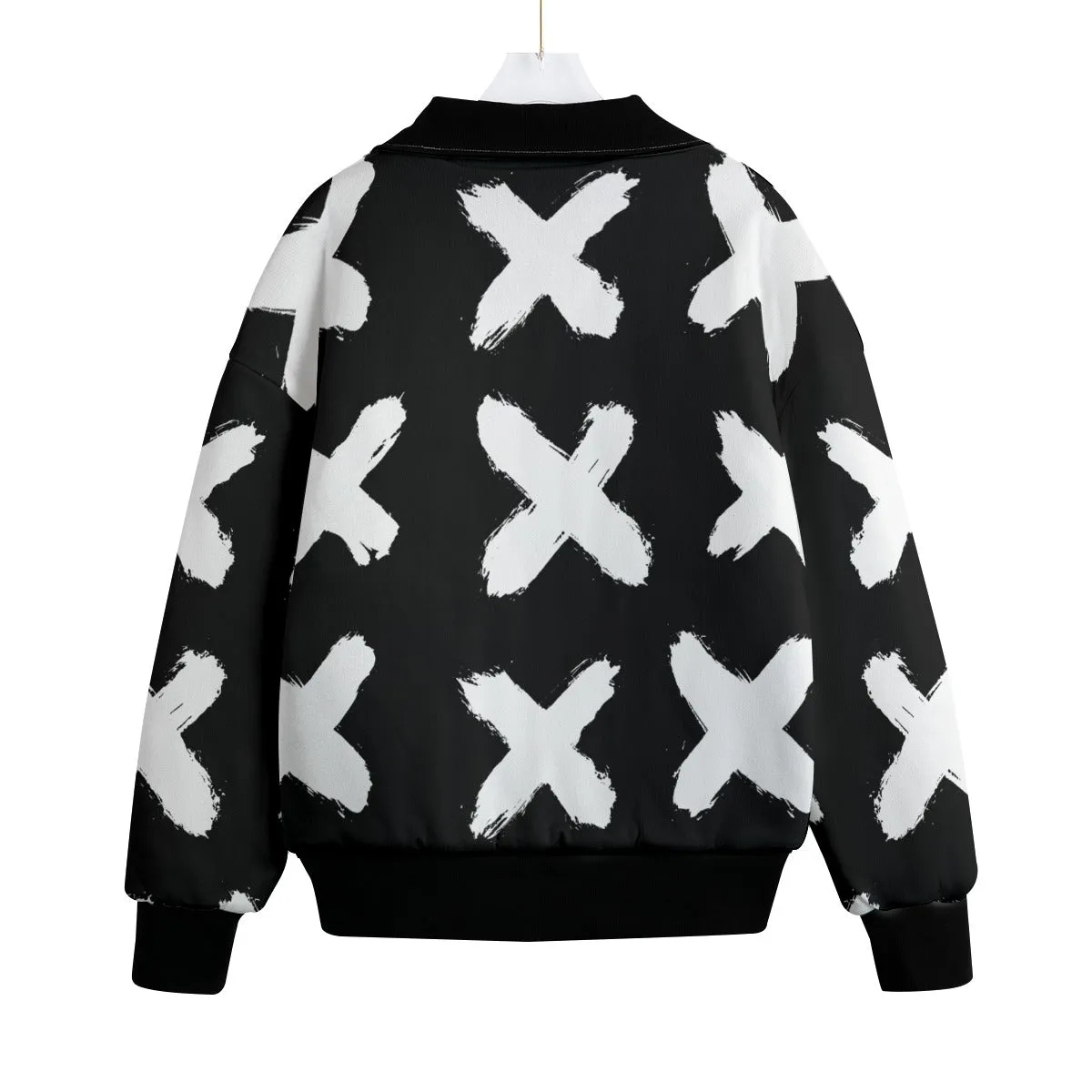 Black & White Love Unisex Knitted Fleece Quilted Bomber Jacket