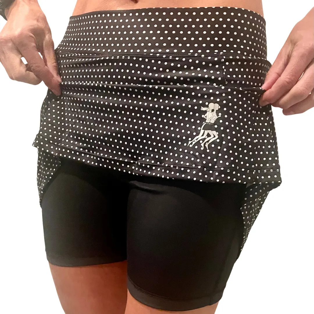 Black & White Polkadot Athletic Skirt