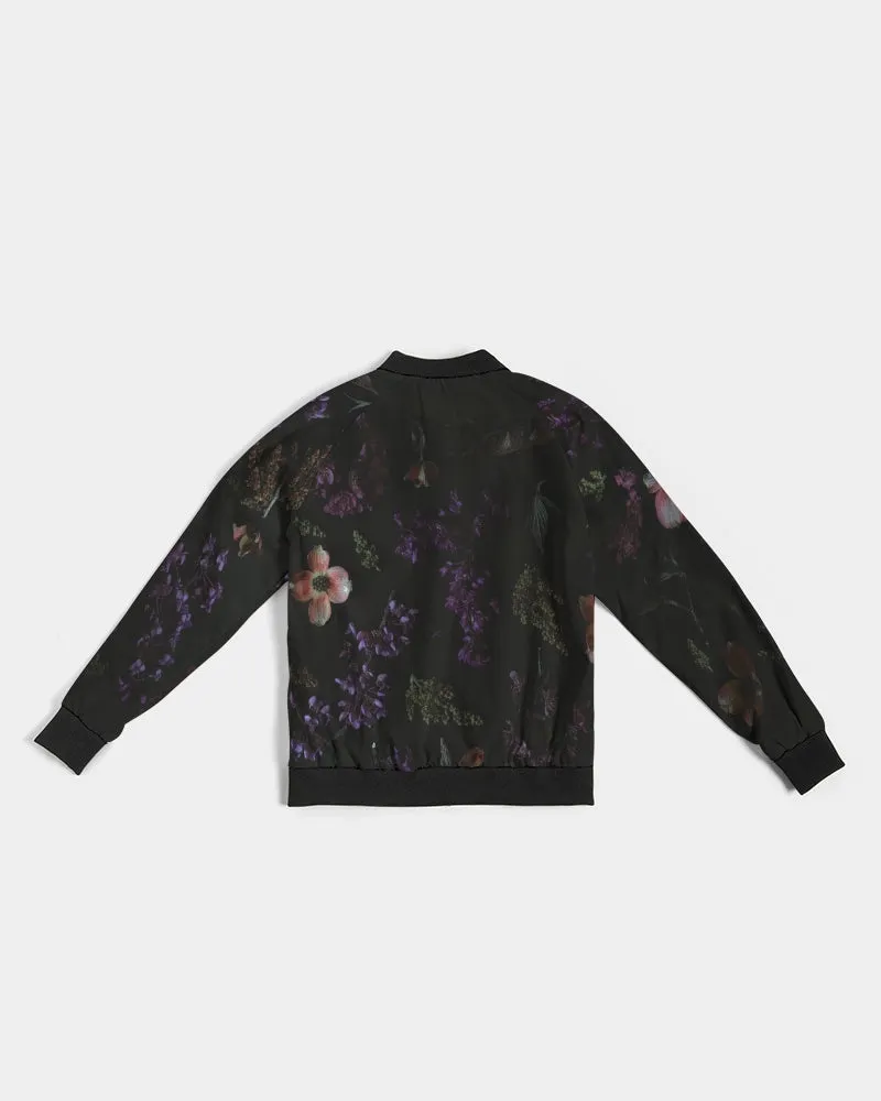 Black Floral Women's Bomber Jacket