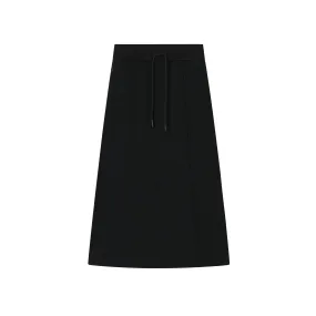 Black Padded High Waist Elasticated Maxi Skirt