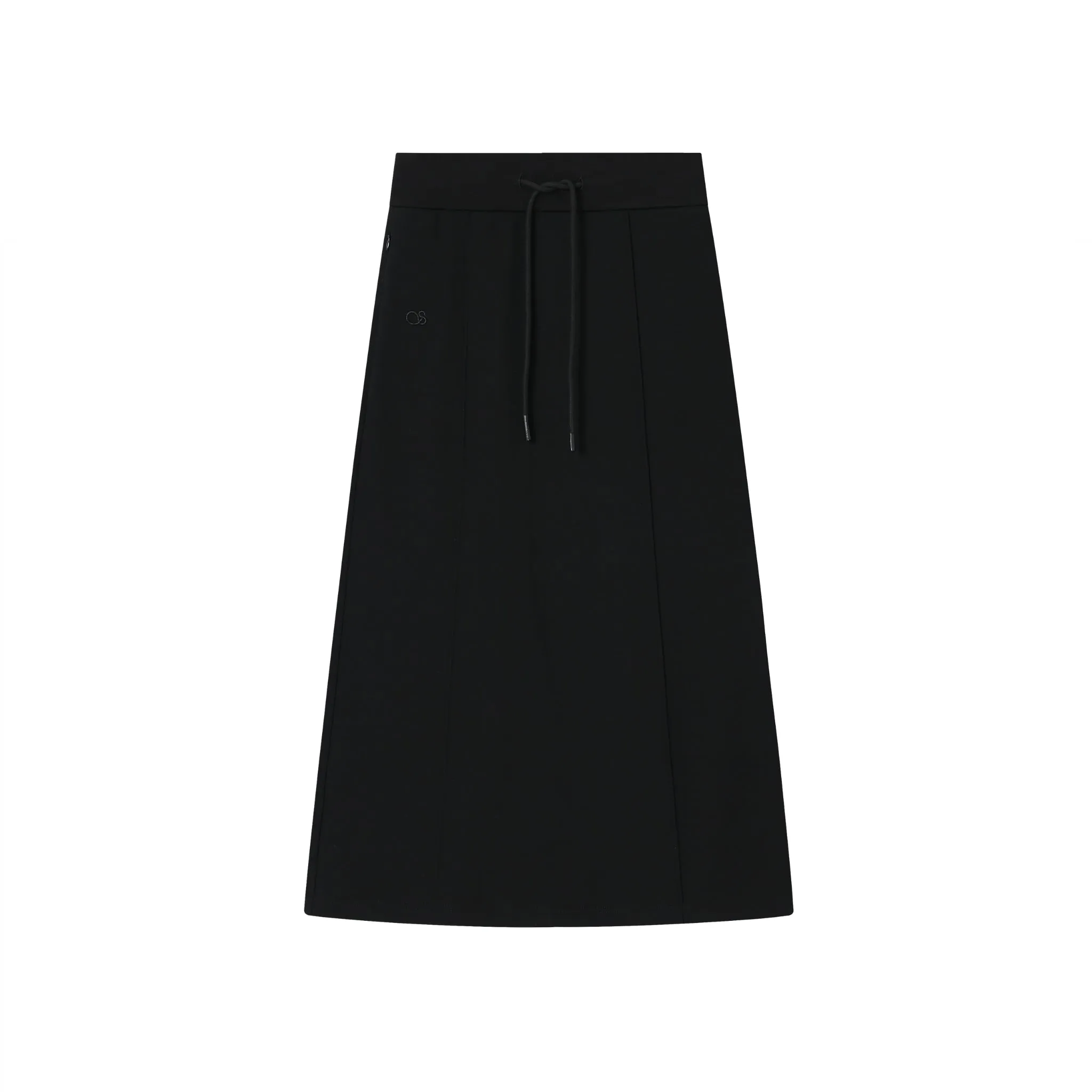 Black Padded High Waist Elasticated Maxi Skirt