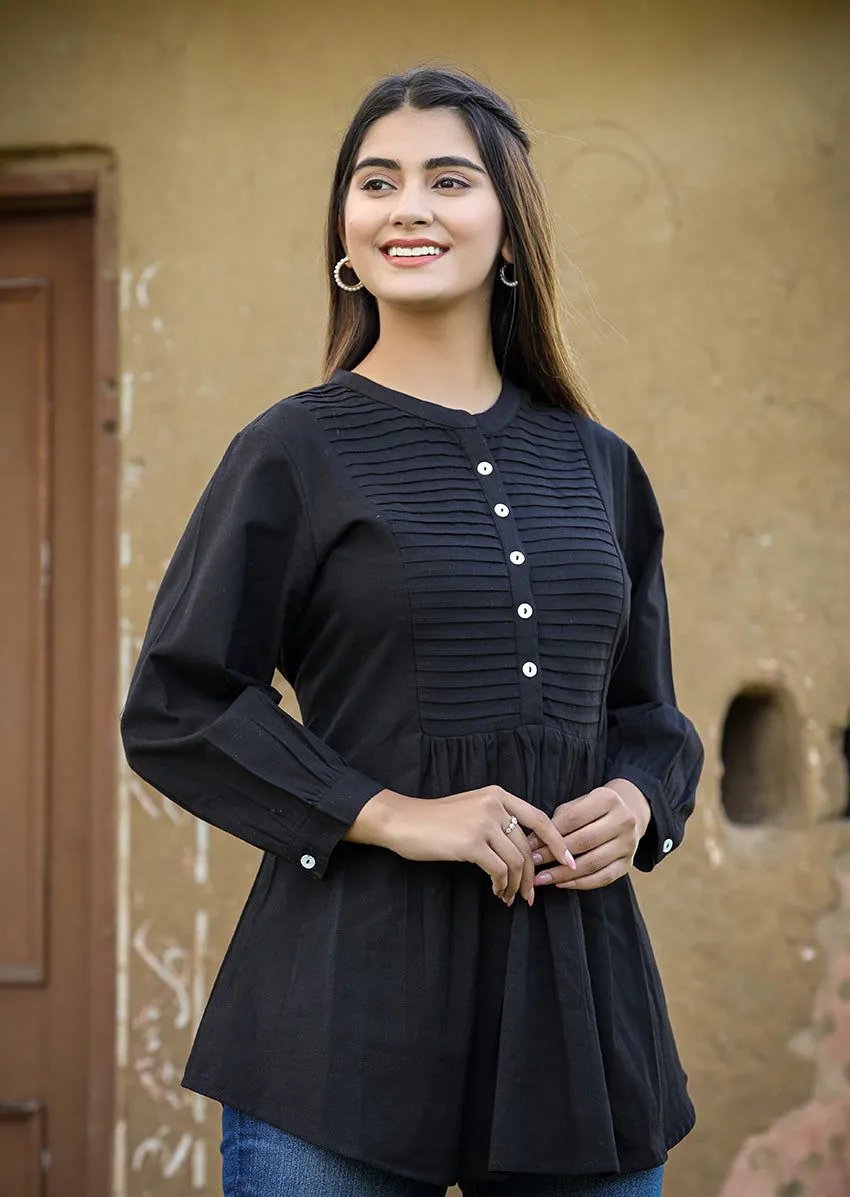 Black Printex Cotton Tunic Top (Pack of 1)