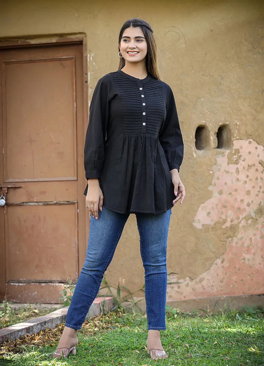 Black Printex Cotton Tunic Top (Pack of 1)