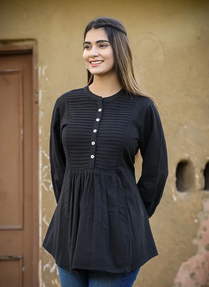 Black Printex Cotton Tunic Top (Pack of 1)