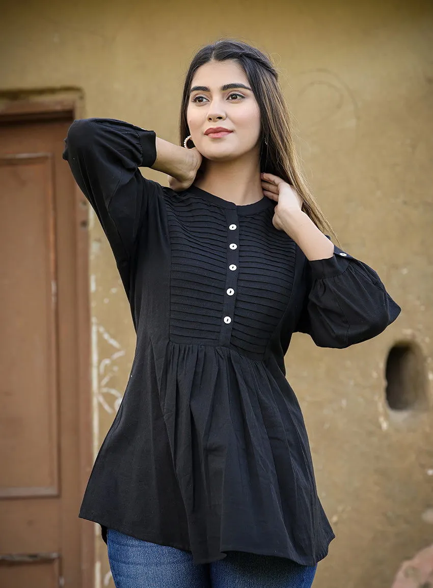 Black Printex Cotton Tunic Top (Pack of 1)