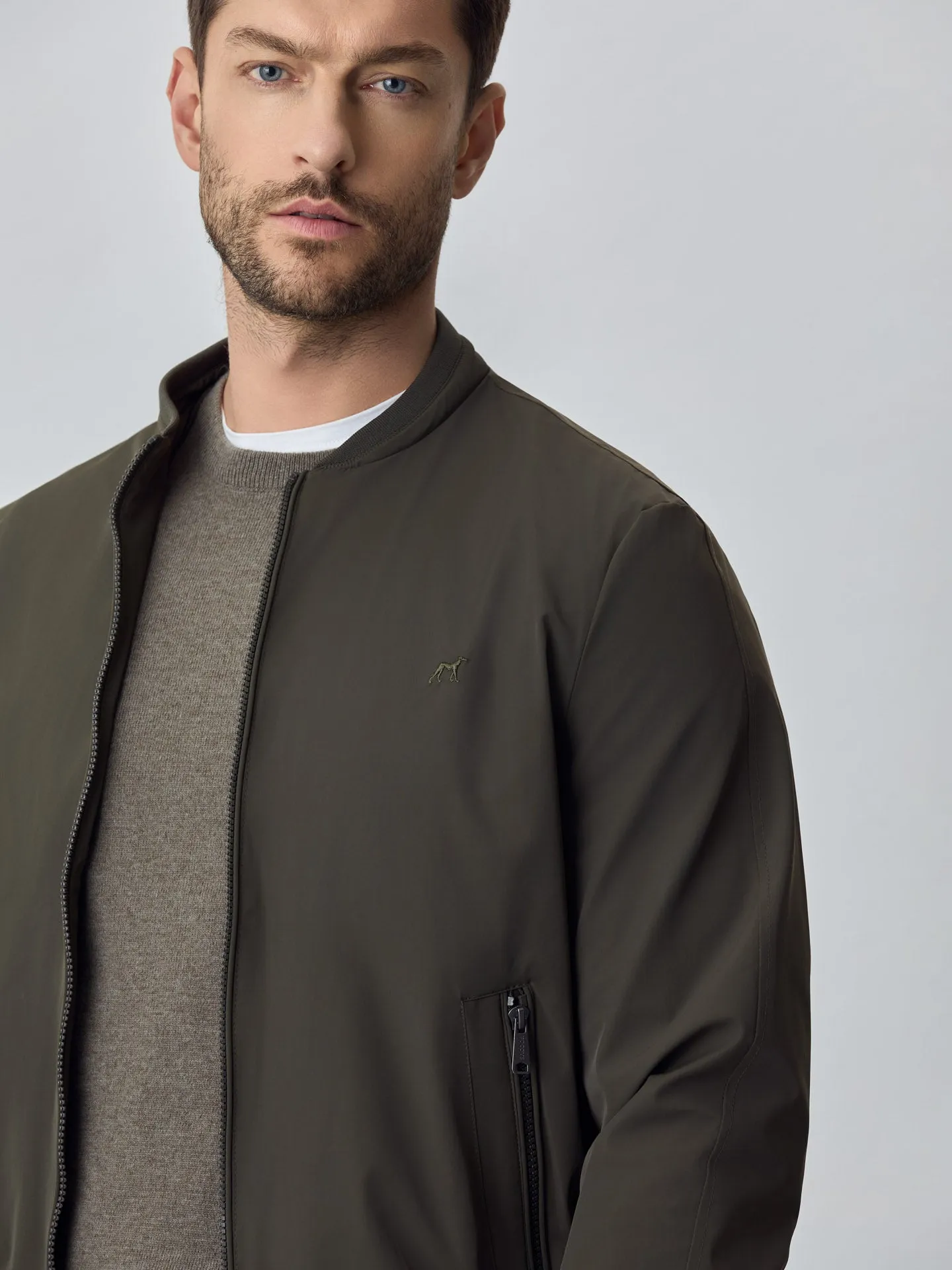 Bomber Jacket With Double Collar and Zip Pockets