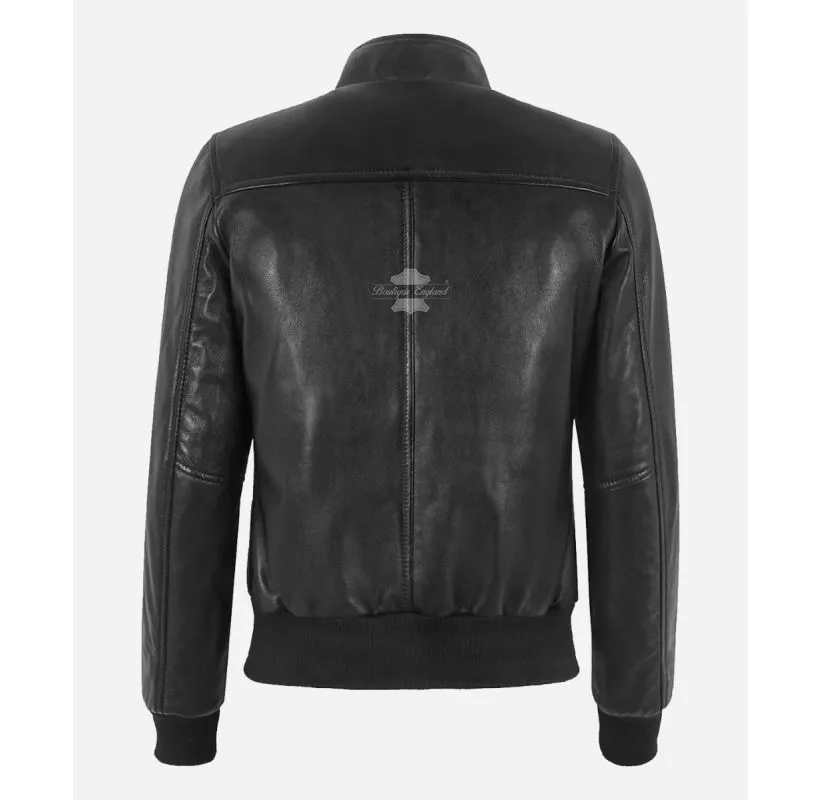 BOMBER Ladies Jacket Black Stand Up Collar Classic Pilot Bomber Jacket