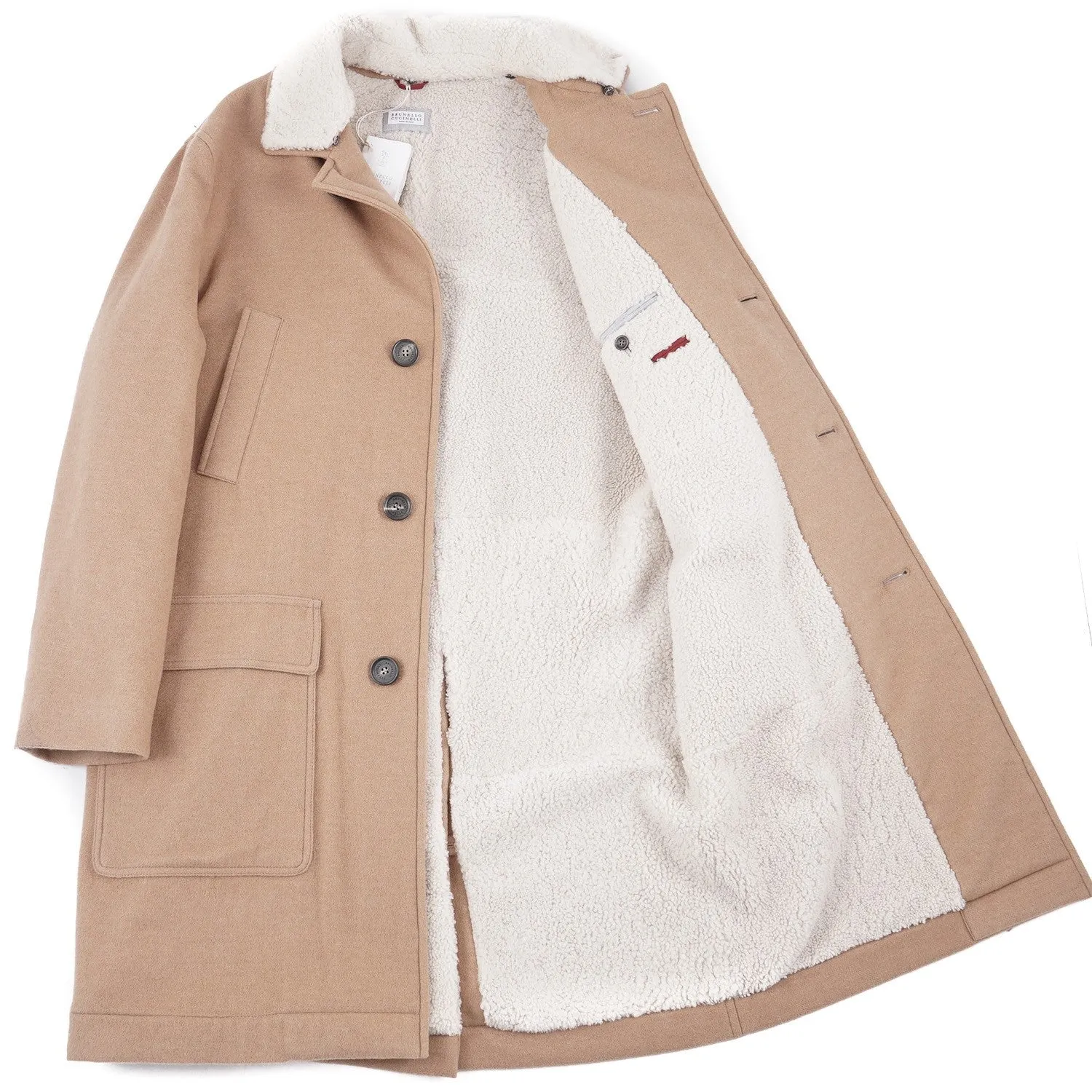 Brunello Cucinelli Cashmere Coat with Shearling Lining