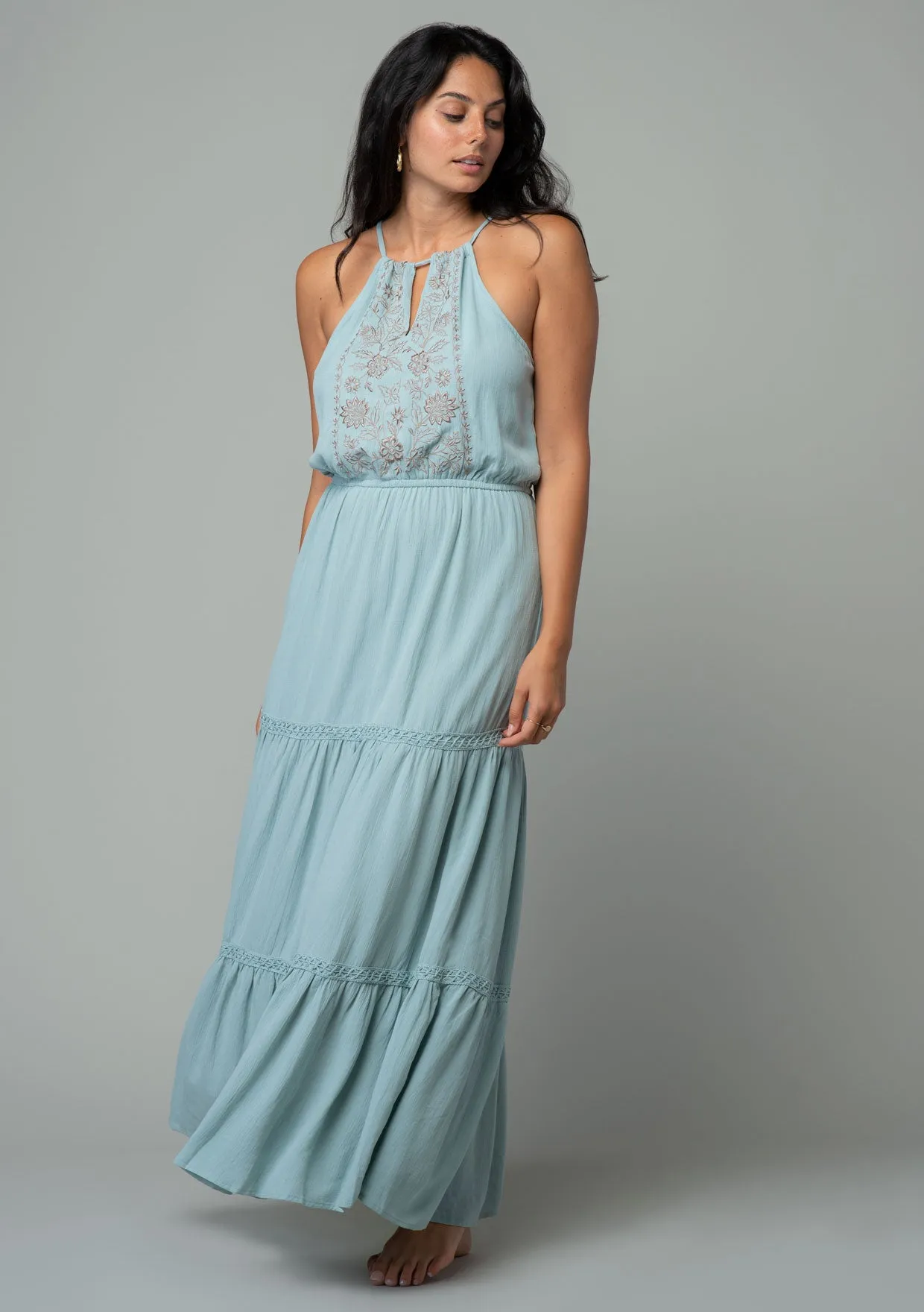 By My Side Embroidered Halter Dress