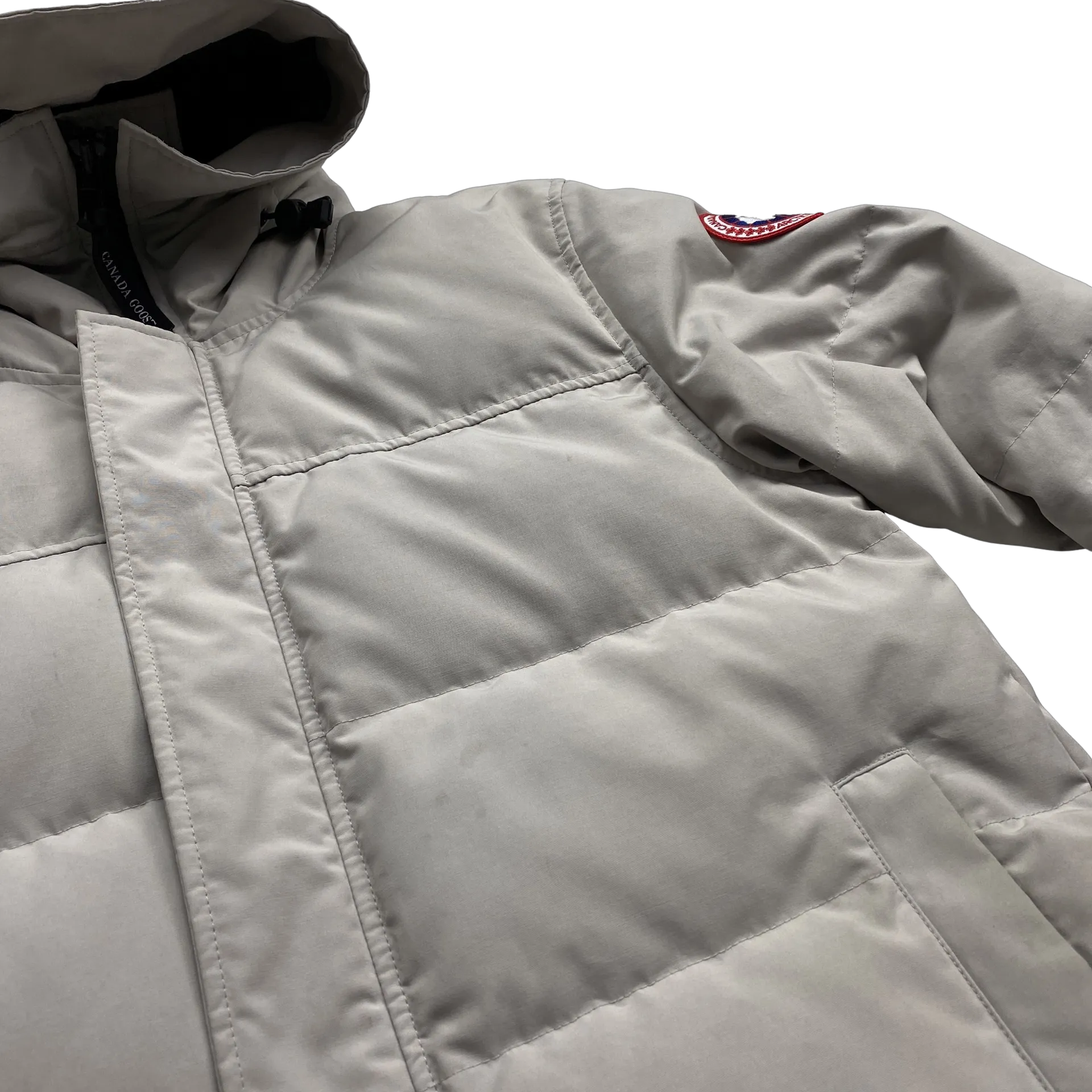 Canada Goose Macmilan Cream Limestone Hooded Puffer Jacket - Medium