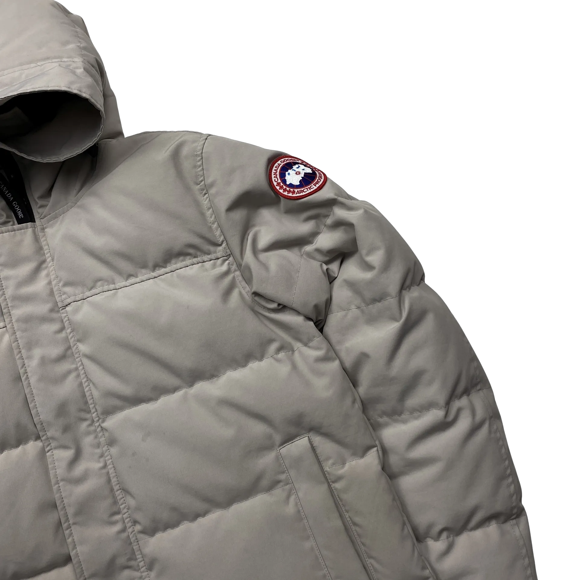 Canada Goose Macmilan Cream Limestone Hooded Puffer Jacket - Medium