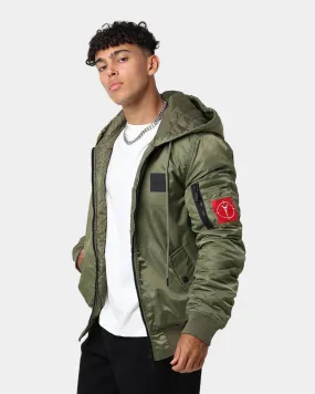 Carre Ultilitaire Hooded Bomber Jacket Khaki Green