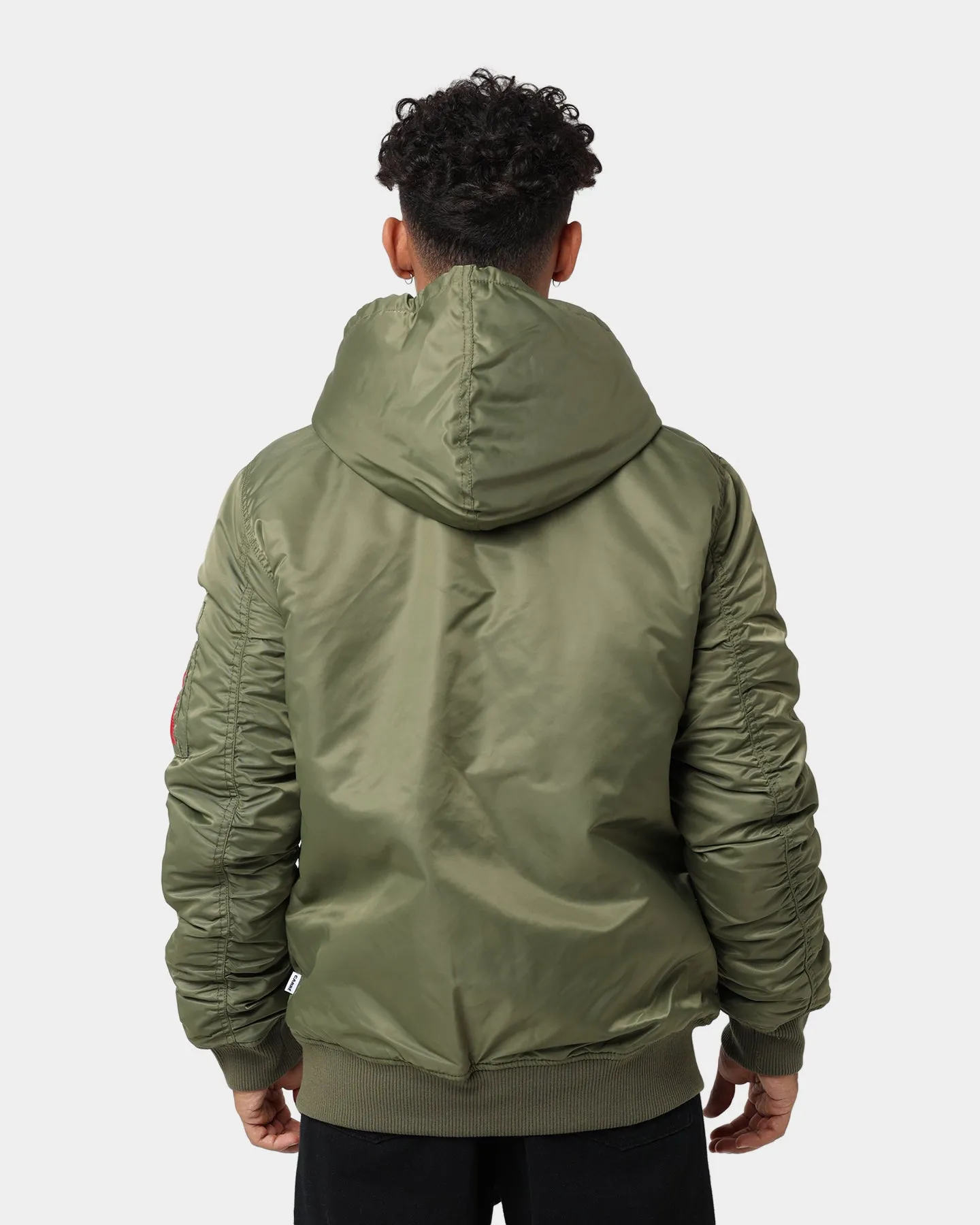 Carre Ultilitaire Hooded Bomber Jacket Khaki Green