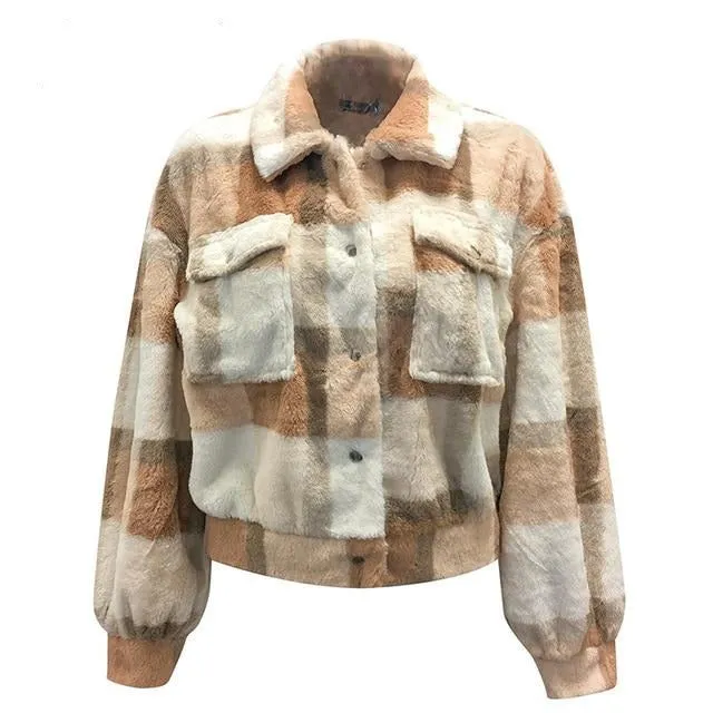 Casual Camel Faux Fur Jacket