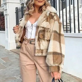 Casual Camel Faux Fur Jacket