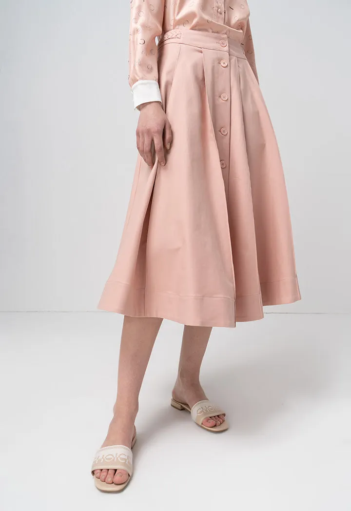 Choice Solid Box Pleated Box Pleated Skirt Blush