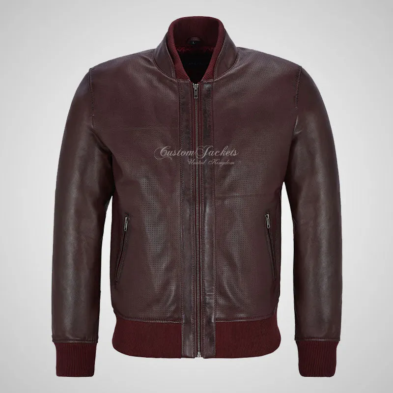 CLARINGTON Perforated Leather Bomber Jacket Soft Leather