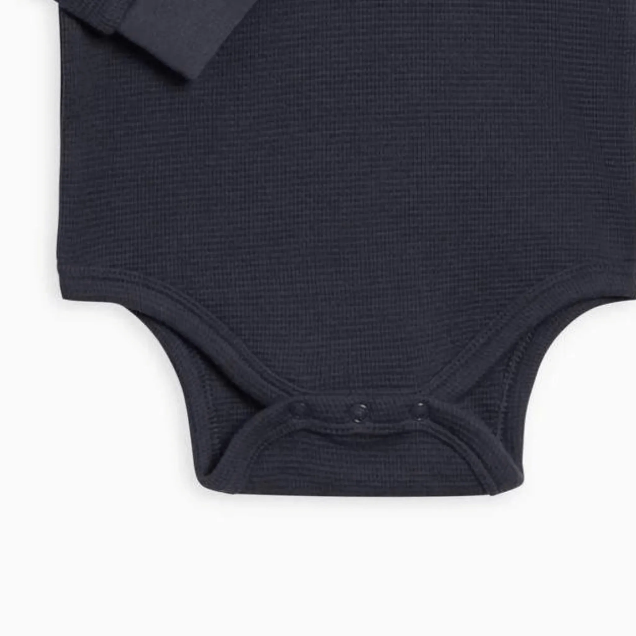 Cole Organic Waffle Knit Hooded Baby Bodysuit - Navy