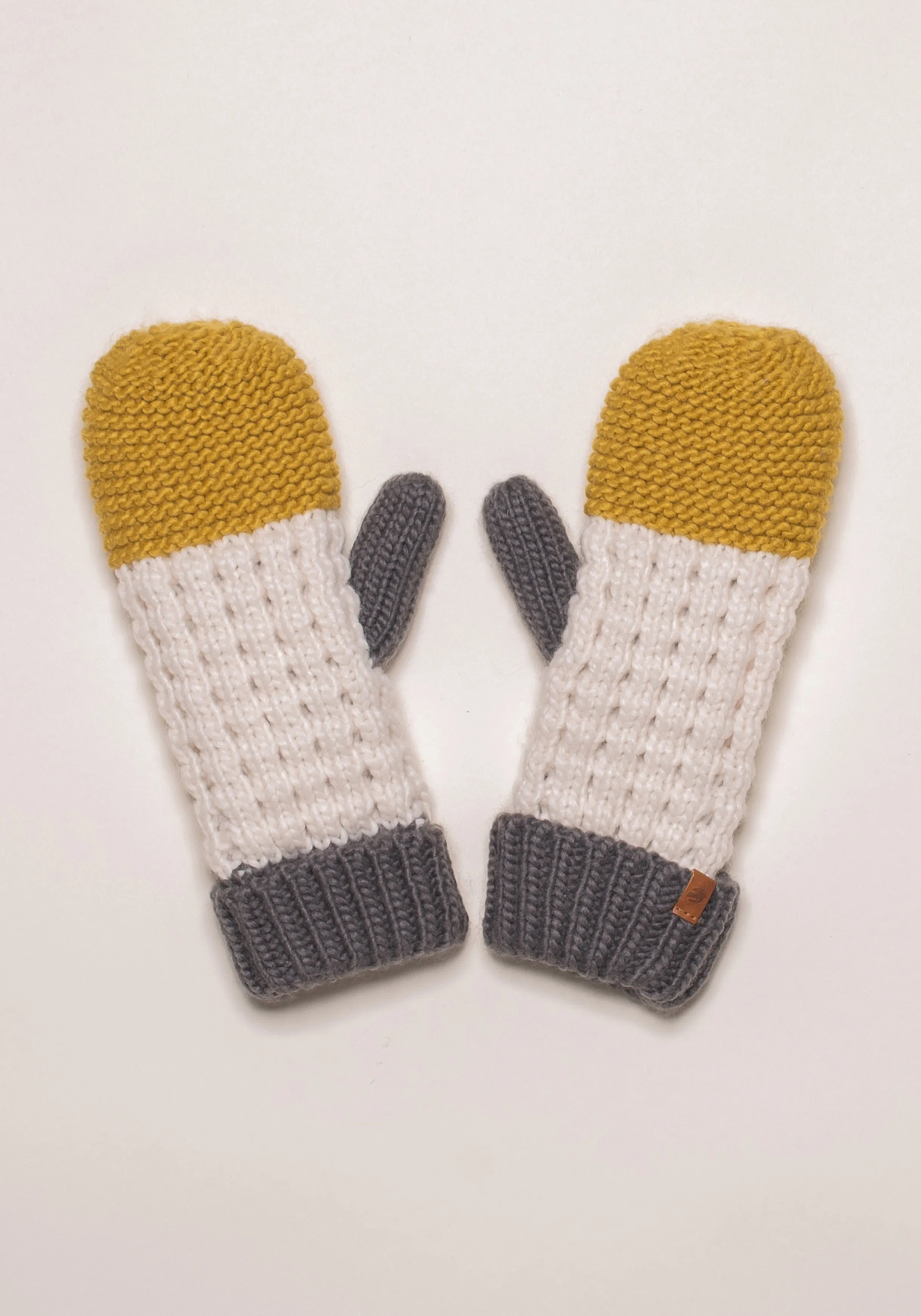 Colour Block Knit Mittens