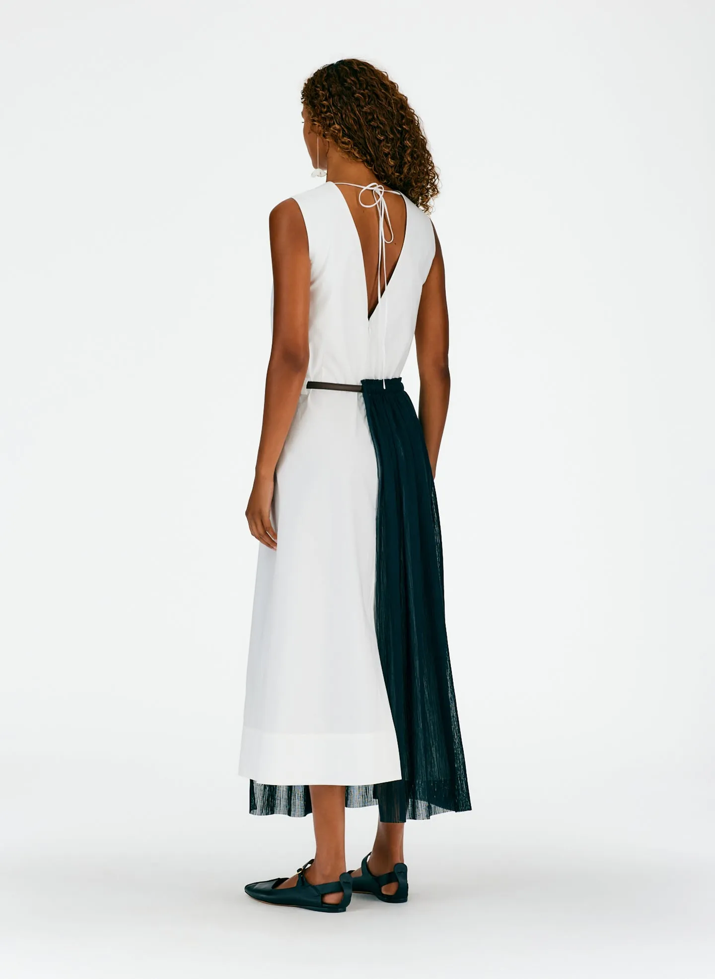 Crepe Gauze Half Skirt Layered Dress