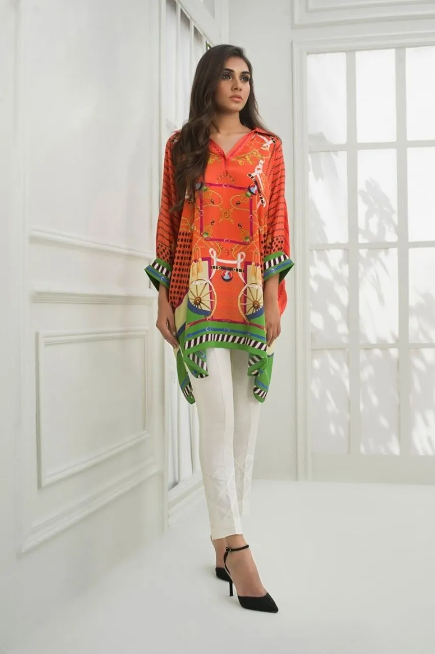 Crepe Tunic With Raw Silk Trousers