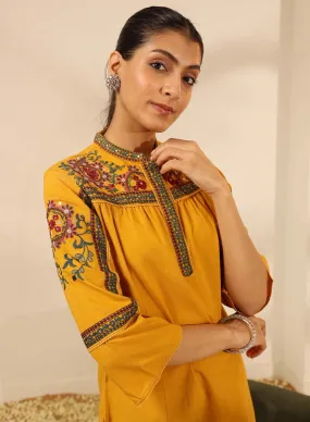 Dark Yellow Embroidered Tunic