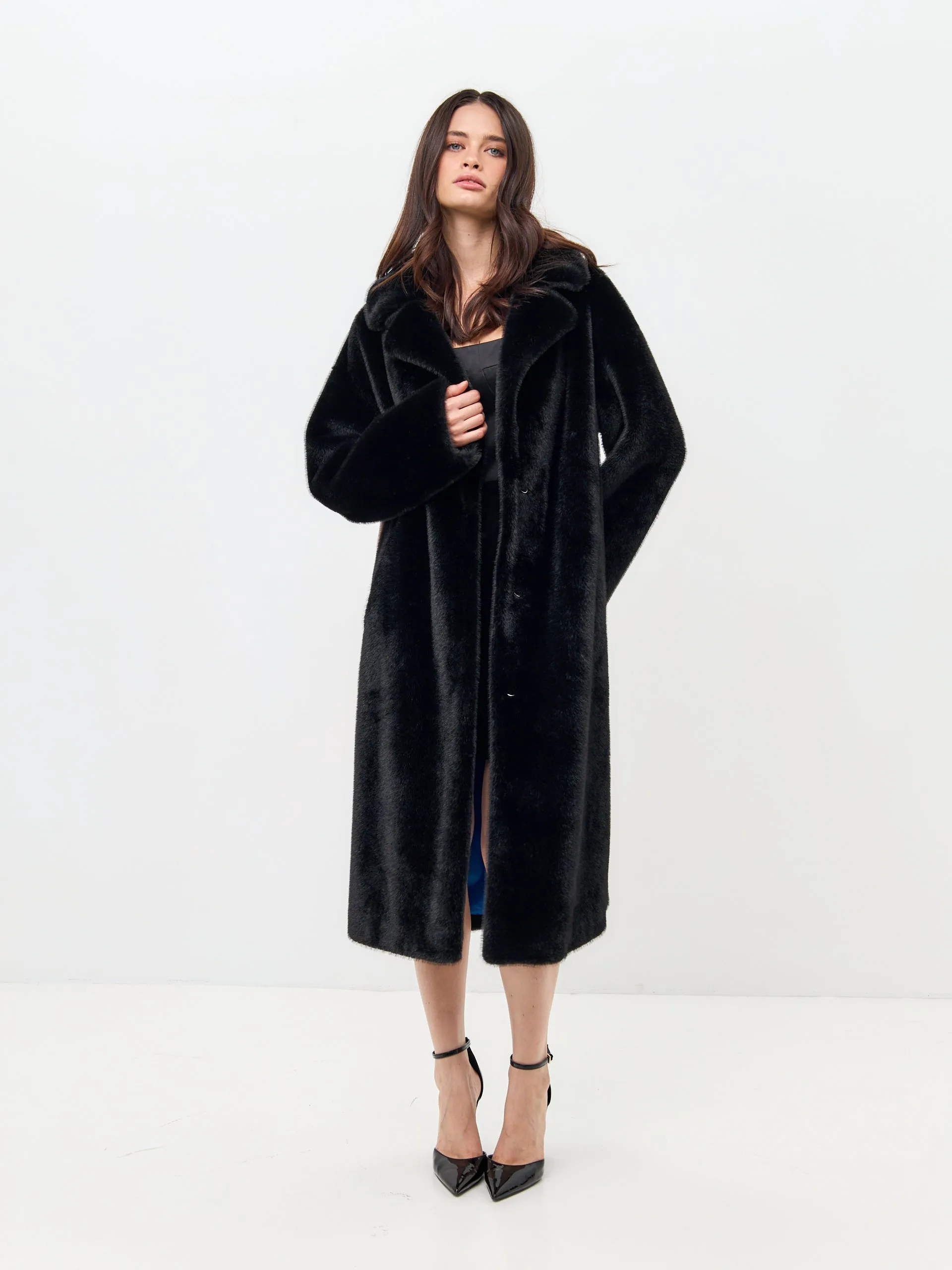 Deluxe Long Back Print Coat Lovers - Black