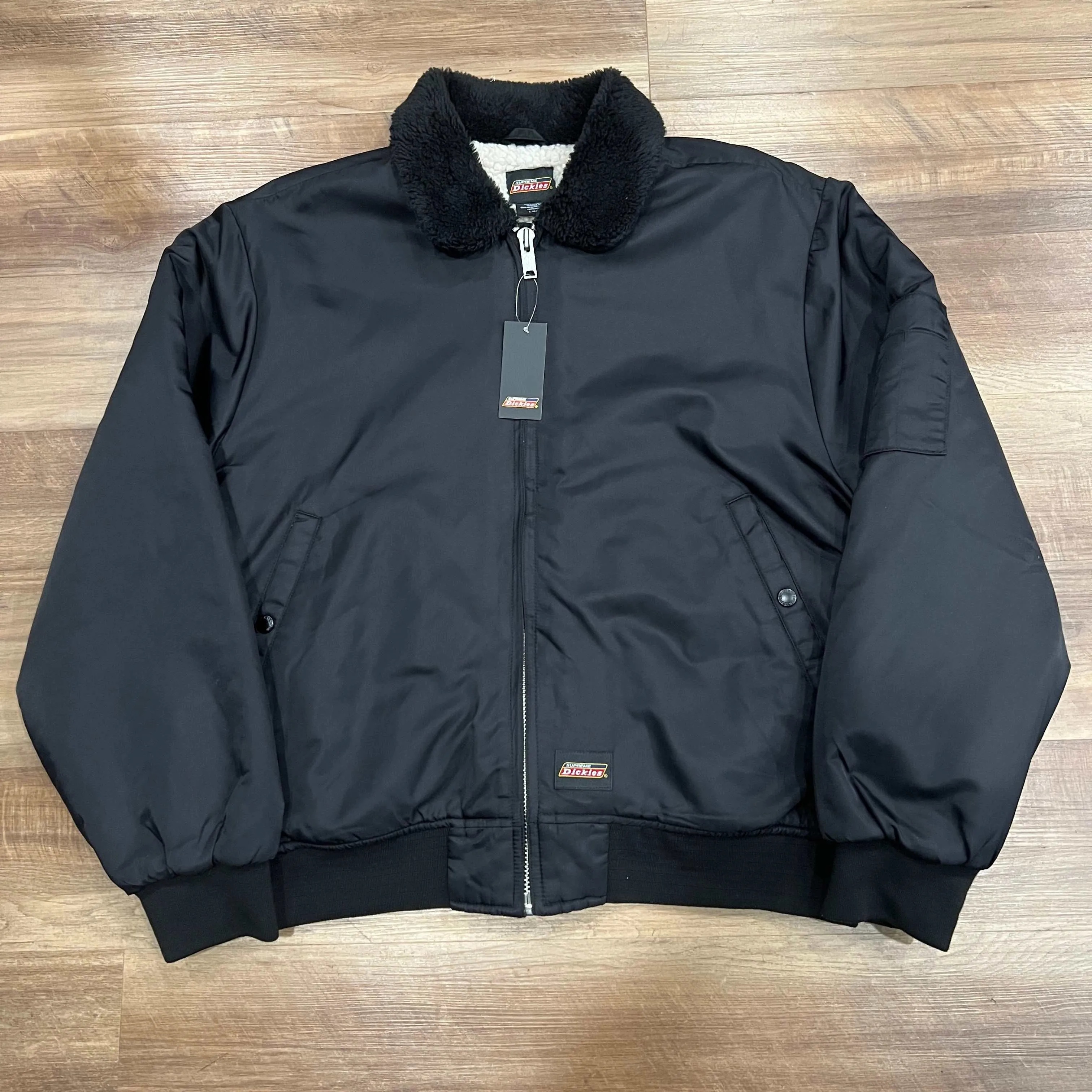 DICKIES FUR COLLAR BOMBER JACKET BLACK