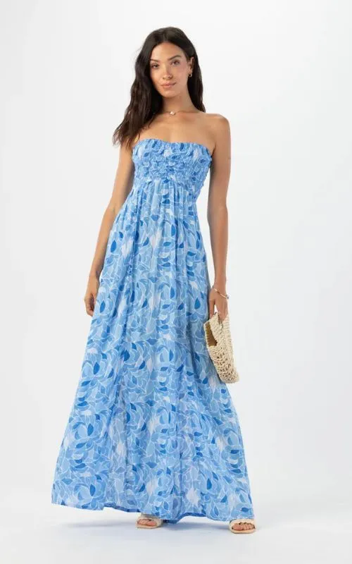 Emilia Maxi Dress Scattered Petals Sky