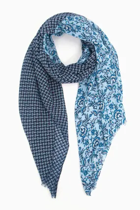 Flora Lightweight Scarf - Navy Blue, Indian Floral