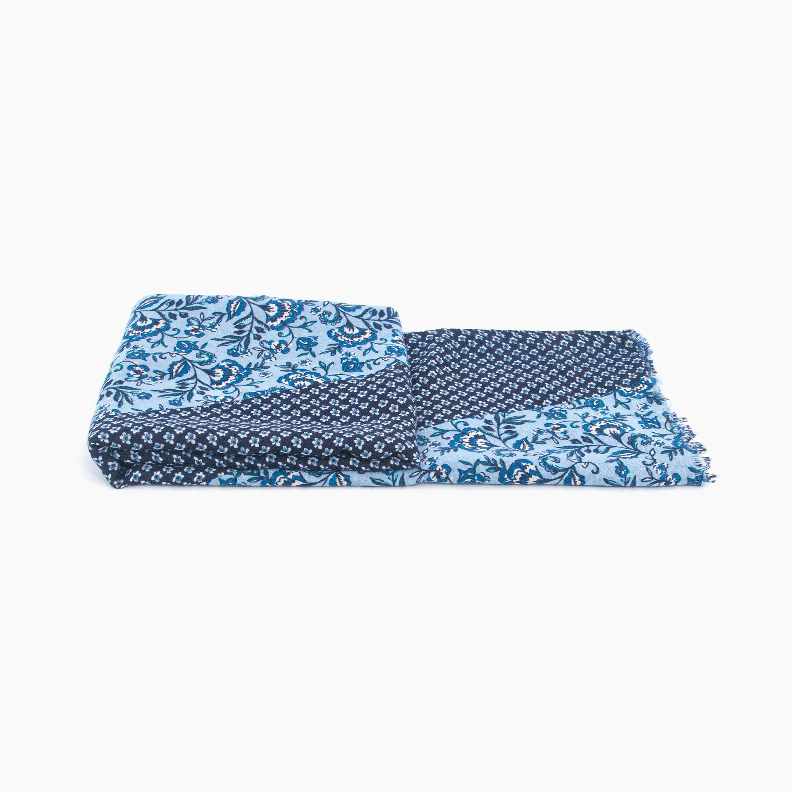 Flora Lightweight Scarf - Navy Blue, Indian Floral