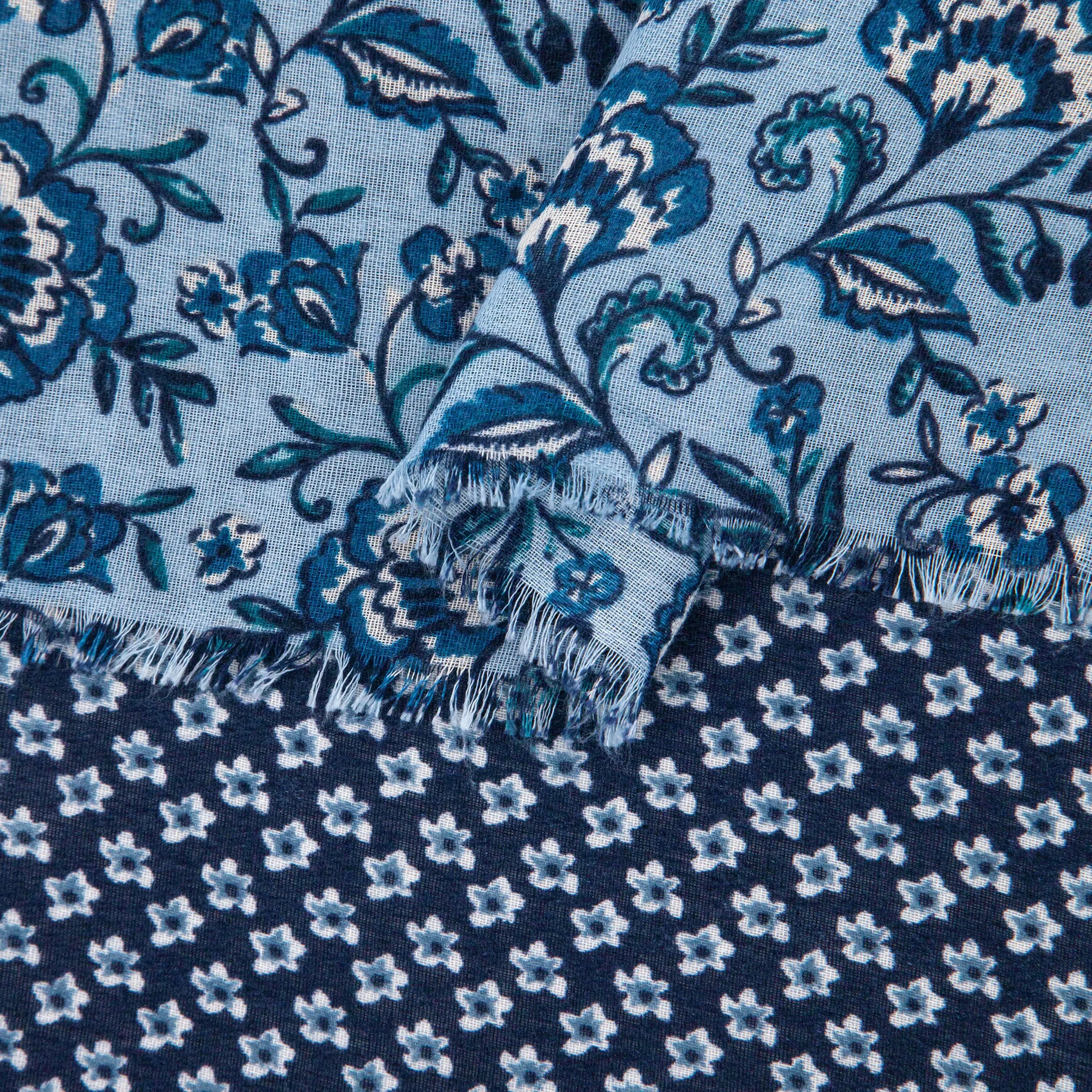 Flora Lightweight Scarf - Navy Blue, Indian Floral