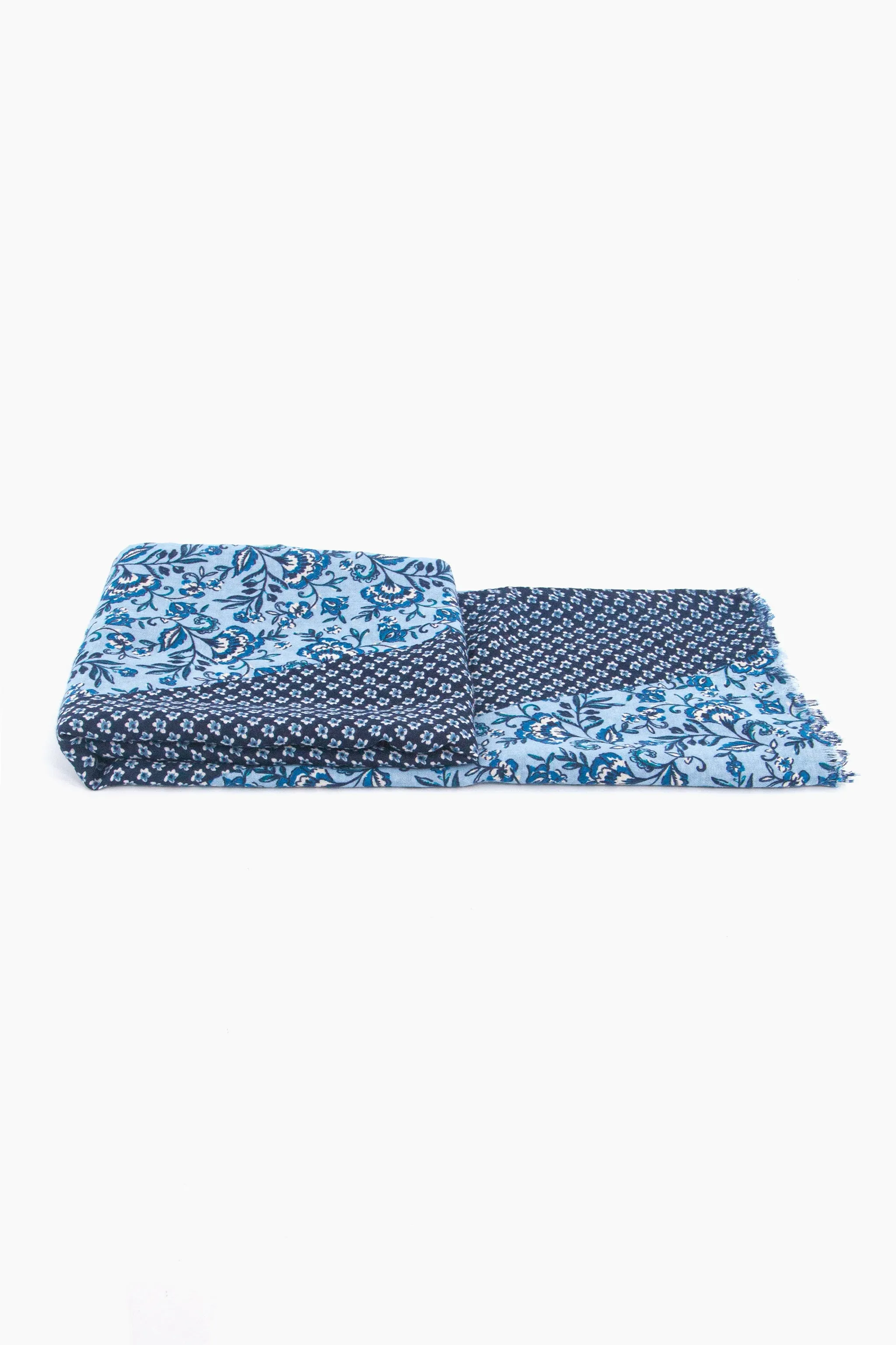 Flora Lightweight Scarf - Navy Blue, Indian Floral