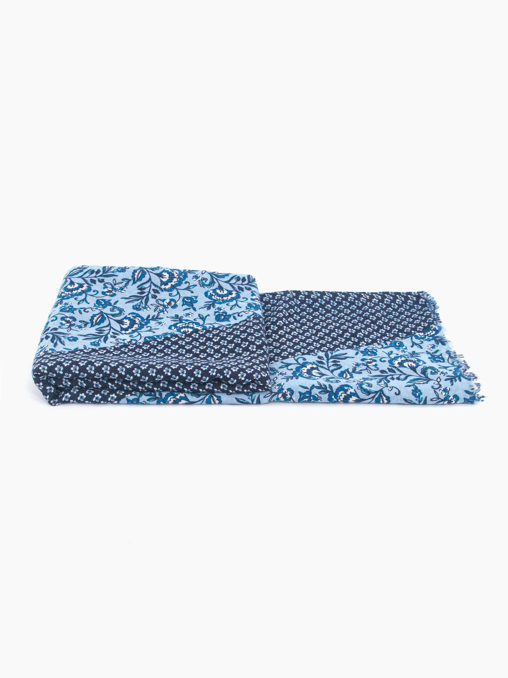 Flora Lightweight Scarf - Navy Blue, Indian Floral