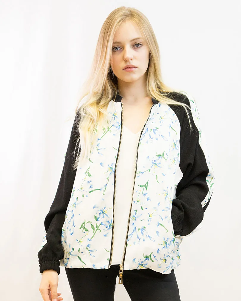 Floral Print Bomber Jacket (Light floral)