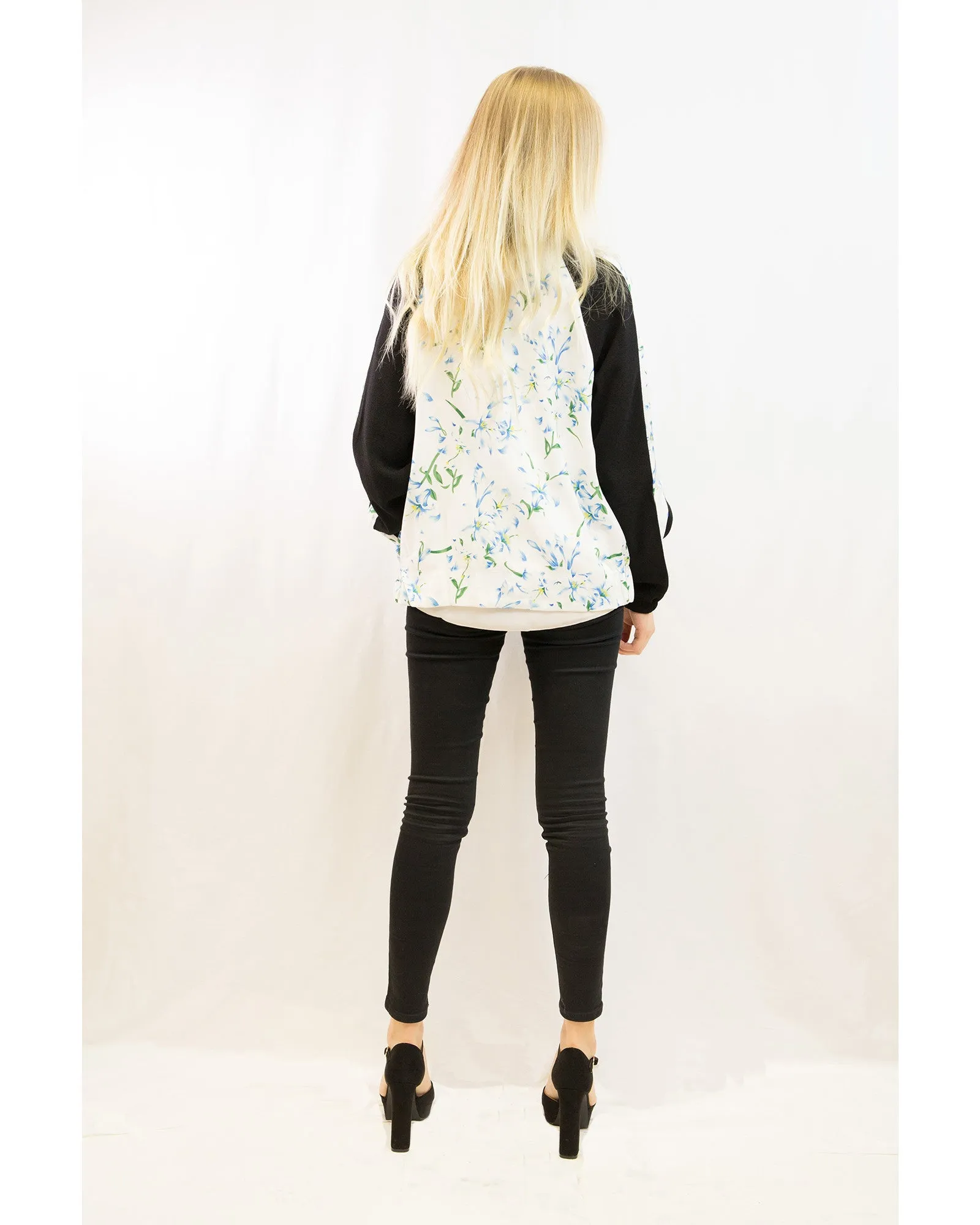 Floral Print Bomber Jacket (Light floral)