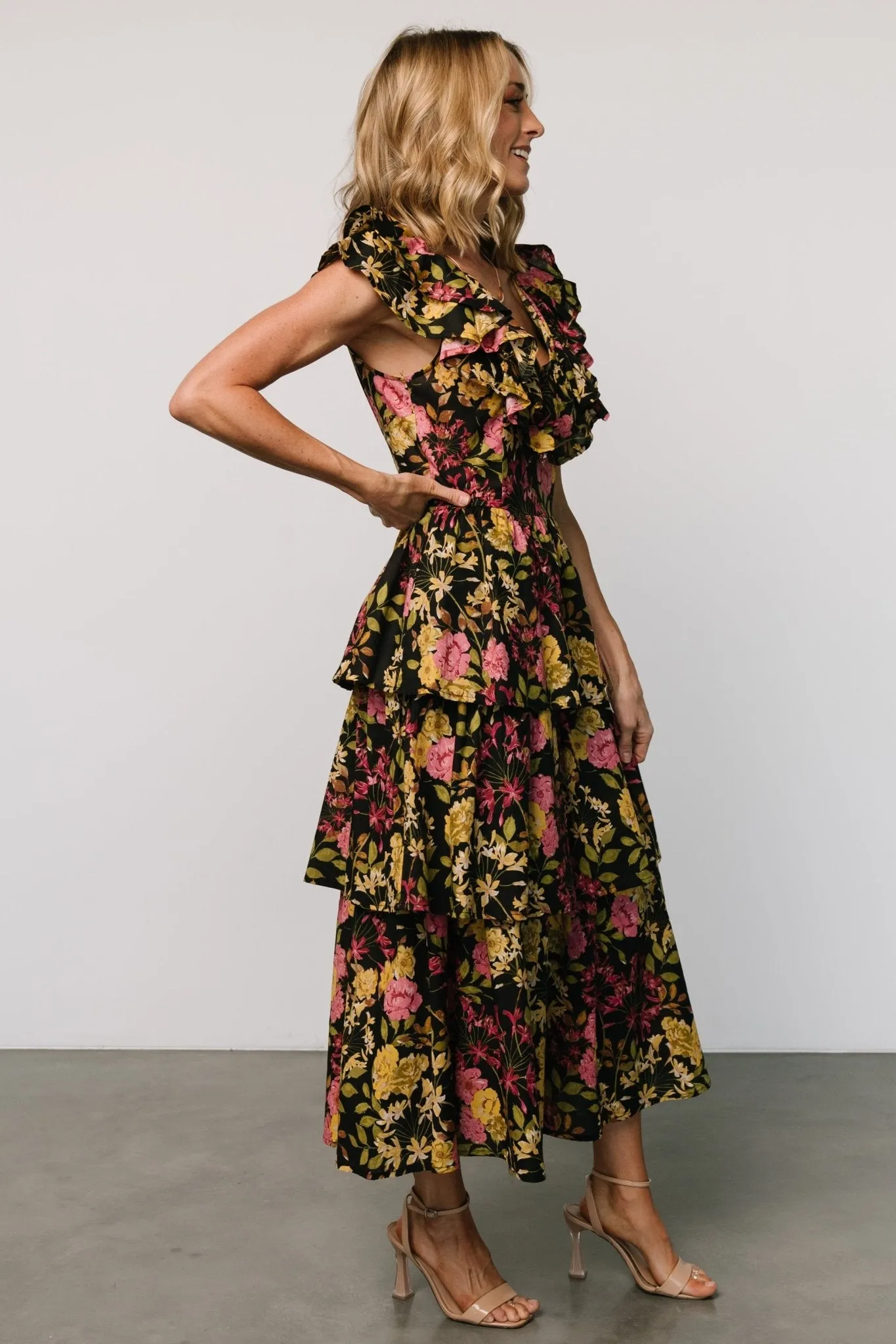 Francesca Tiered Maxi Dress | Black Floral