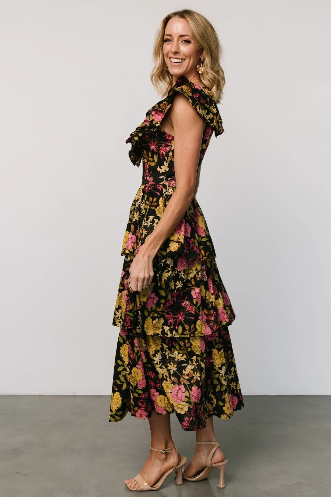 Francesca Tiered Maxi Dress | Black Floral